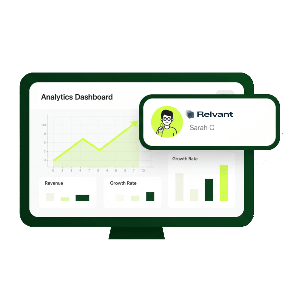 Analytics dashboard illustration representing Relvant’s Consulting Services