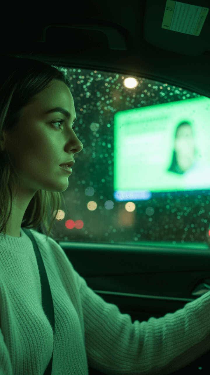 Woman viewing a digital out-of-home screen, representing Relvant DSP’s programmatic ad formats for outdoor and cross-channel advertising.