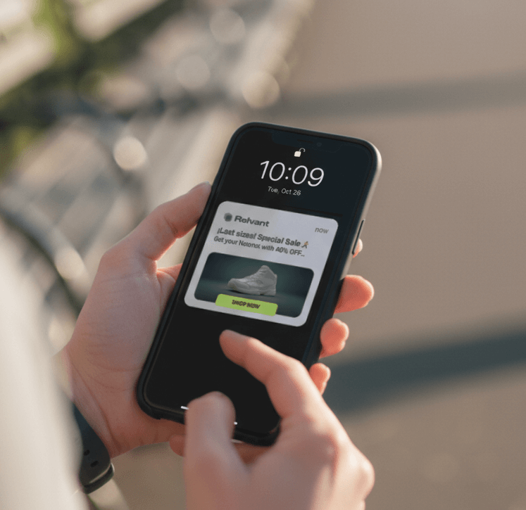 Mobile push notification example from Relvant DSP showcasing programmatic capabilities for personalized targeting and engagement.