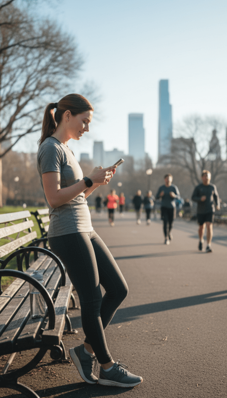 Person checking mobile phone representing Relvant’s push notification advertising service.