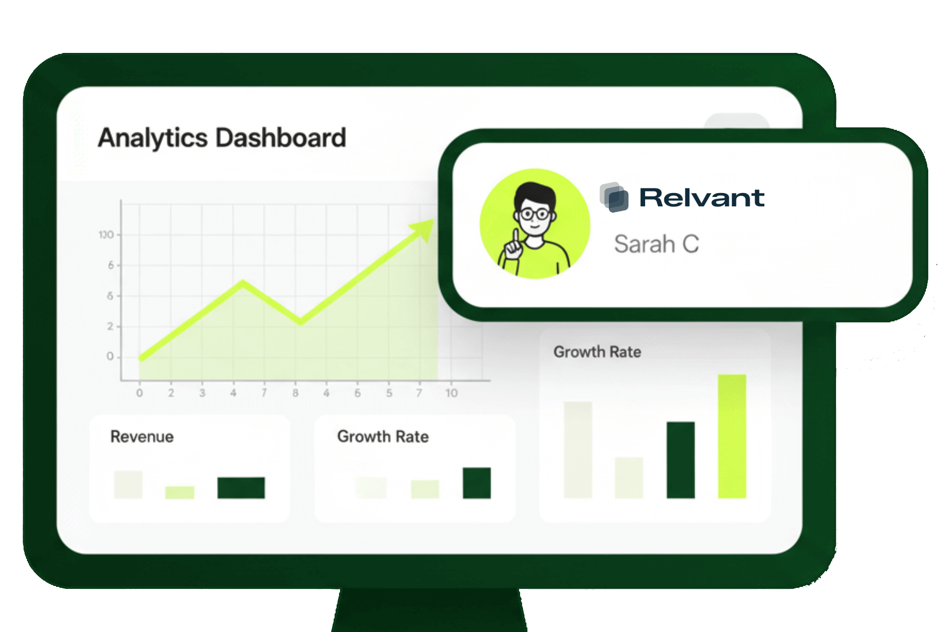 Analytics dashboard illustration used to represent Relvant’s Strategic Consulting services